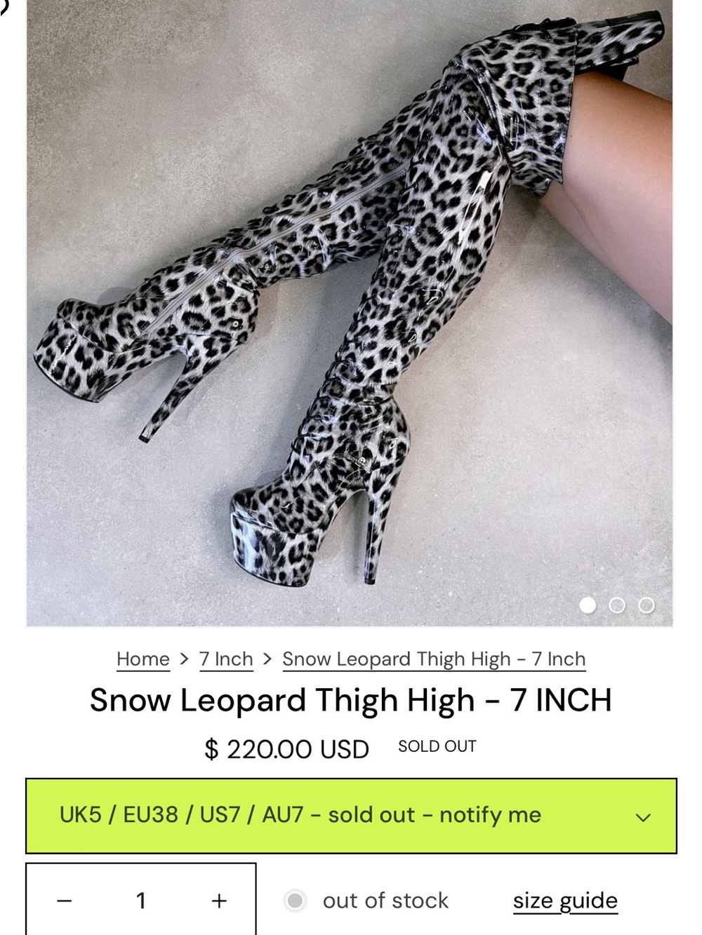 💋💋 ISO 💋💋 Snow Leopard Print Over-the-Knee Platform Boots - 7" Stiletto